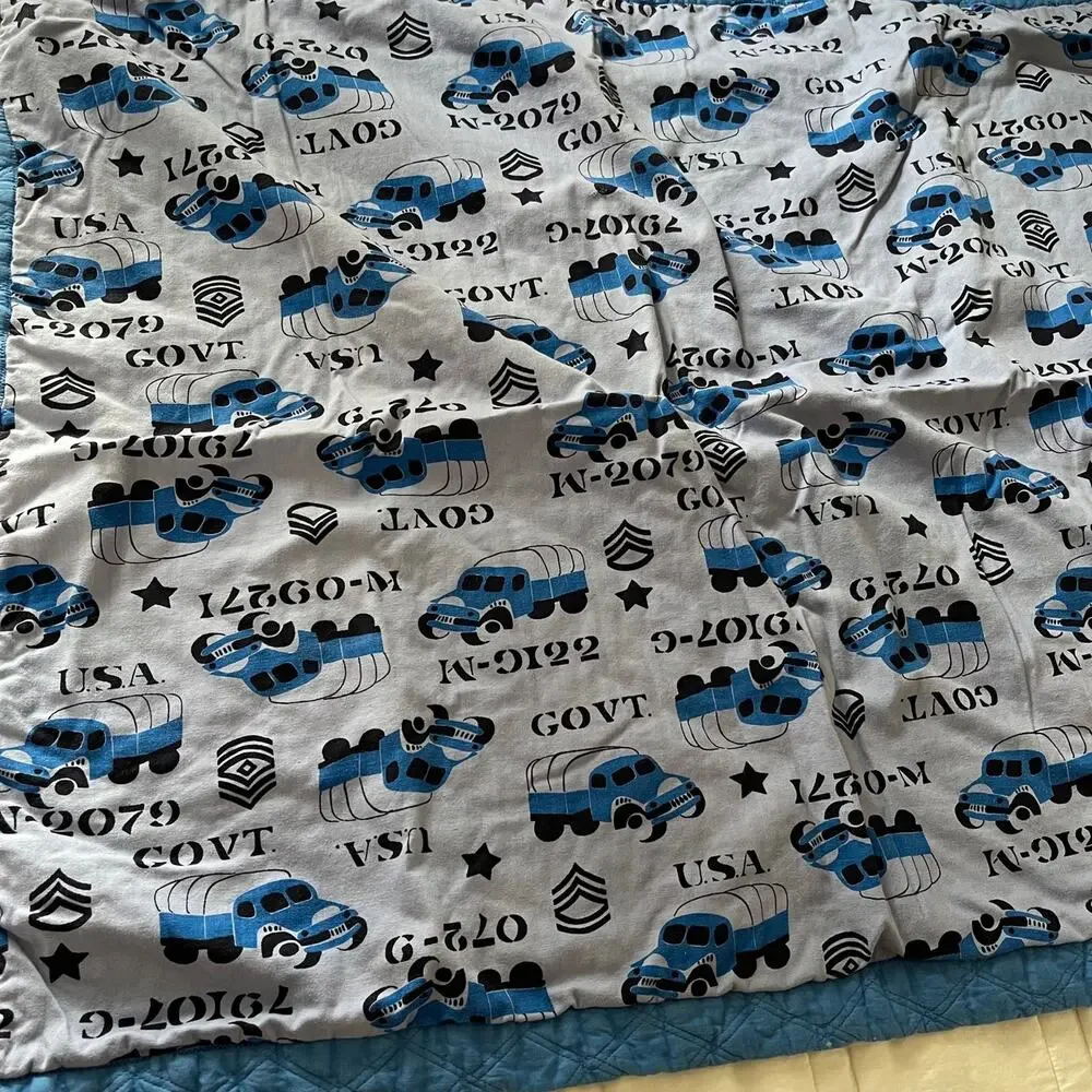 military army print blue Baby‎ quilt